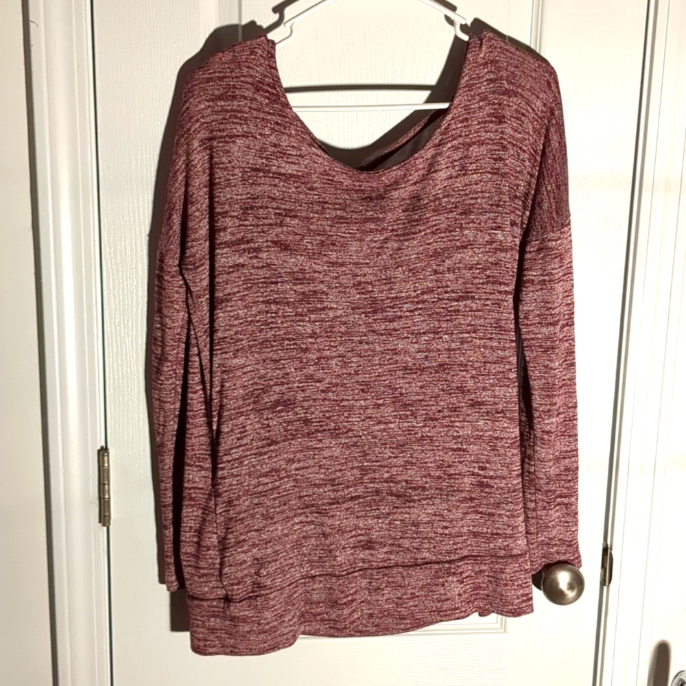 Athleta long sleeve sweater with t-strap crossover back, sz S